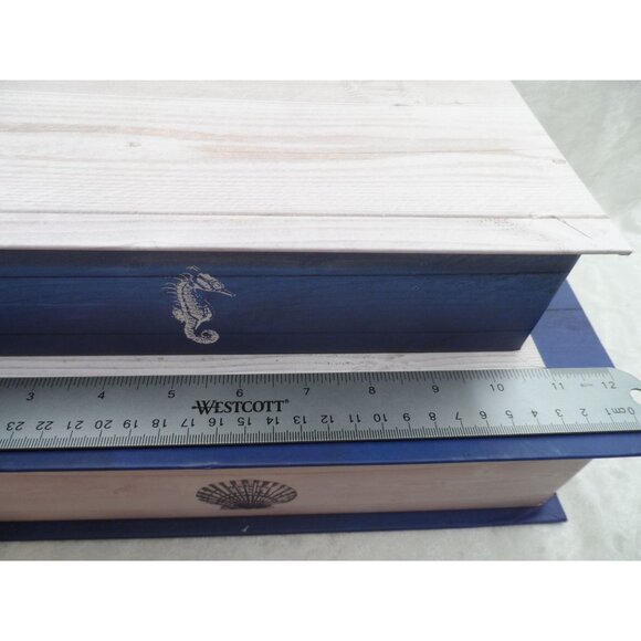 Nautical-Themed Nesting Storage Boxes Set Of 3 Starfish Seahorse Shell Decor - Picture 6 of 10